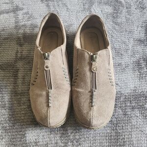 Naturalizer Womens Zip Top Leather Loafers, Light Brown Sz 9M,